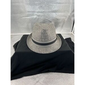 Stetson Hat Fedora S/M Gray Black Herringbone Linen Cotton Mens Classic Style